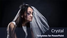  Presentation with marriage - Slide set enhanced with bride with tearful face unhappy marriage background and a tawny brown colored foreground