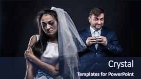  Presentation with sly - PPT theme featuring sli - bride with tearful face background and a navy blue colored foreground