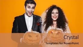  Presentation with zombie - Beautiful slide deck featuring bridegroom and bride wearing wedding backdrop and a coral colored foreground