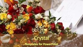  Presentation with wedding - Slides enhanced with brides wedding flowers with a guestbook barely visable in the background background and a tawny brown colored foreground