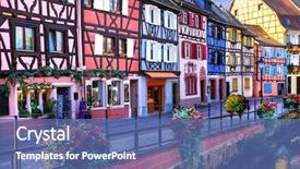  Presentation with colorful - Colorful presentation enhanced with timber bridge - most beautiful colorful towns backdrop and a ocean colored foreground