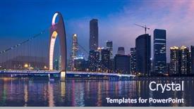  Presentation with china guangzhou - Presentation design having bridge - guangzhou cityscape skyline background and a navy blue colored foreground