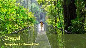  Presentation with hiking - Audience pleasing slides consisting of bridge - hiking in green tropical jungle backdrop and a tawny brown colored foreground