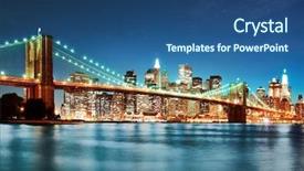  Presentation with new york city - Presentation design with bridge - new york city skyline background and a ocean colored foreground