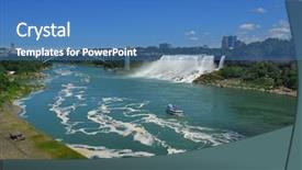  Presentation with rainbow bluebirds - Theme enhanced with bridge - niagara falls usa canada background and a teal colored foreground