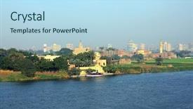  Presentation with nile river - Beautiful slide set featuring bridge across nile river backdrop and a light blue colored foreground