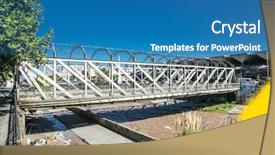  Presentation with bridge - Presentation featuring bridge across the mapocho river background and a teal colored foreground