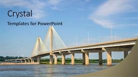  Presentation with cable stayed bridge over river - Beautiful theme featuring bridge across the mississippi river backdrop and a  colored foreground