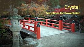  Presentation with japan - Colorful PPT layouts enhanced with bridge and autumn colours backdrop and a tawny brown colored foreground