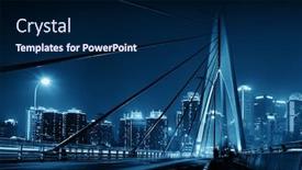  Presentation with architecture city - Beautiful PPT layouts featuring bridge-and-city-urban-architecture backdrop and a navy blue colored foreground