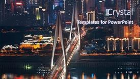  Presentation with architecture city - Beautiful presentation design featuring bridge-and-city-urban-architecture backdrop and a tawny brown colored foreground