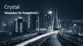  Presentation with trail - PPT layouts consisting of bridge-and-light-trail background and a navy blue colored foreground