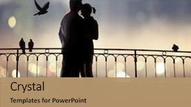  Presentation with city silhouette - Slides featuring young cute woman in gymnast suit show athletic skill on black background background and a black colored foreground