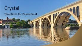  Presentation with cable stayed bridge over river - Slides enhanced with bridge and reflection over potomac background and a teal colored foreground
