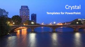  Presentation with summer time - PPT theme enhanced with bridge at dusk in michigan background and a light blue colored foreground