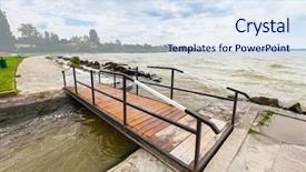  Presentation with nautre lake - Presentation having bridge at lake balaton freshwater background and a sky blue colored foreground