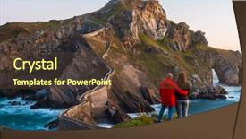  Presentation with church medieval - PPT layouts with bridge at sunrise basque country background and a tawny brown colored foreground