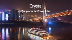  Presentation with architecture urban planning - Slide set featuring bridge boat and city urban background and a tawny brown colored foreground