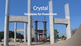  Presentation with bridge construction - Presentation design enhanced with bridge construction site blue sky background and a teal colored foreground