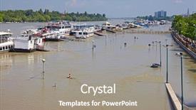  Presentation with flooded disaster - Colorful slide deck enhanced with bridge disaster - flooded street and quayside backdrop and a gray colored foreground