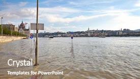  Presentation with budapest - Presentation theme enhanced with bridge disaster - flooded street n budapest background and a gray colored foreground