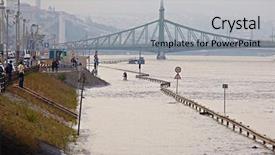  Presentation with ecology traffic - Beautiful presentation theme featuring bridge disaster - flooded street n budapest backdrop and a light gray colored foreground