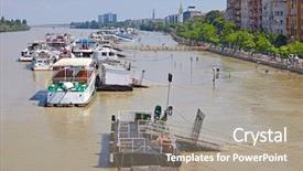  Presentation with street - Amazing PPT layouts having bridge disaster - flooded street view backdrop and a gray colored foreground