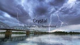  Presentation with thunderstorm - PPT theme featuring bridge disaster - summer thunderstorm over the vistula background and a seafoam green colored foreground