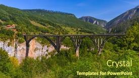  Presentation with bridge - Amazing PPT theme having bridge-durdevica-in-river-tara backdrop and a tawny brown colored foreground