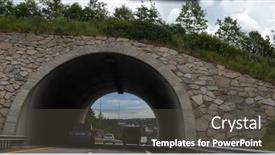  Presentation with blue sky - PPT theme with bridge-for-animals-over background and a dark gray colored foreground