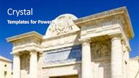  Presentation with cordoba - Cool new PPT theme with bridge gate puerta del puente cordoba andalusia spain backdrop and a navy blue colored foreground