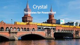  Presentation with german - Slide deck enhanced with bridge german oberbaumbrucke and river background and a teal colored foreground
