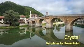  Presentation with bosnia old castle history - Audience pleasing PPT theme consisting of bridge in konjic village bosnia backdrop and a tawny brown colored foreground