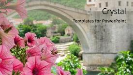  Presentation with bridge - Presentation design with bridge in spring - mostar bosnia background and a light gray colored foreground
