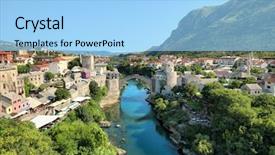  Presentation with bridge - Colorful PPT theme enhanced with bridge in summer day bosnia backdrop and a light blue colored foreground