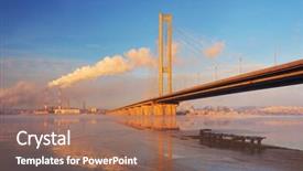  Presentation with winter river - Cool new presentation with bridge in the winter dnipr backdrop and a  colored foreground