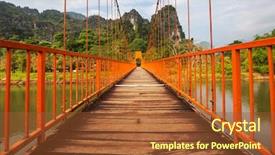  Presentation with bridge - Beautiful presentation theme featuring bridge in vang vieng laos backdrop and a tawny brown colored foreground