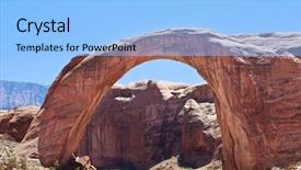 Presentation with rainbow - PPT layouts enhanced with bridge natural arch lake powell background and a light blue colored foreground