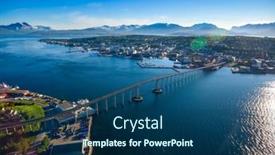  Presentation with norway - Audience pleasing theme consisting of bridge-of-city-tromso-norway backdrop and a ocean colored foreground