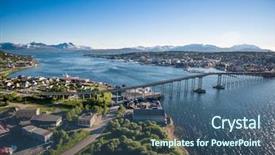  Presentation with norway - Slides with bridge-of-city-tromso-norway background and a ocean colored foreground