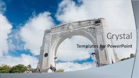  Presentation with remembrance - Slide deck enhanced with bridge of remembrance in the cloudy day andmark located in christchurch new zealand background and a lemonade colored foreground