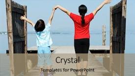  Presentation with dock - Slide deck having bridge on a water dock background and a  colored foreground