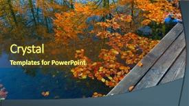  Presentation with winding bridge - PPT theme having bridge on autumn lake covered background and a tawny brown colored foreground