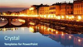  Presentation with cable stayed bridge over river - Presentation theme having bridge over arno river background and a ocean colored foreground
