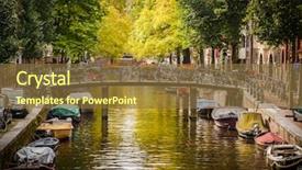  Presentation with amsterdam - PPT layouts featuring bridge over canal in amsterdam background and a tawny brown colored foreground