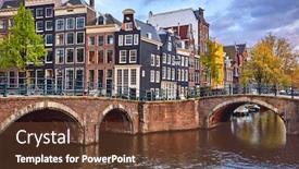  Presentation with amsterdam - PPT theme enhanced with bridge-over-channel-in-amsterdam background and a tawny brown colored foreground
