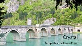  Presentation with bosnia - Amazing theme having bridge over drina river visegrad bosnia and herzegovina backdrop and a light blue colored foreground