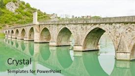  Presentation with bridge - Amazing slide deck having bridge over drina river visegrad backdrop and a  colored foreground