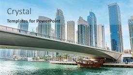  Presentation with rise - Presentation having bridge-over-dubai-marina background and a light blue colored foreground