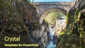  Presentation with forest bridge - Presentation theme having bridge over fast river background and a tawny brown colored foreground